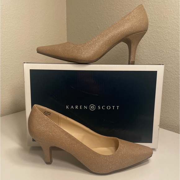 Karen Scott Shoes - KAREN SCOTT GOLD GLITTER HEELS, WOMEN’S, SIZE 7M, NEW IN BOX.